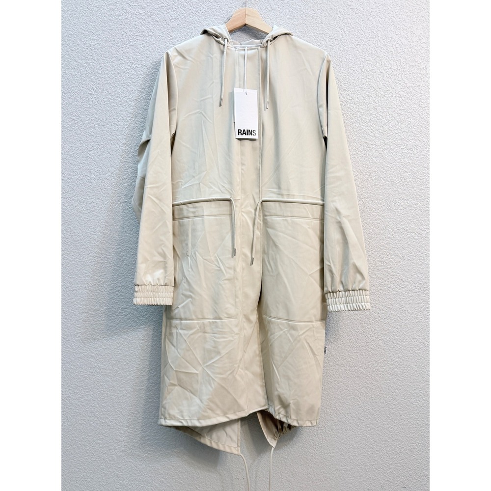 NWT Rains Sz S String Fishtail Parka in Dune Grain $155